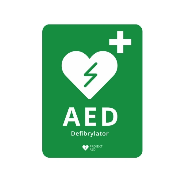 Tablica informacyjna AED — 27 × 20 cm