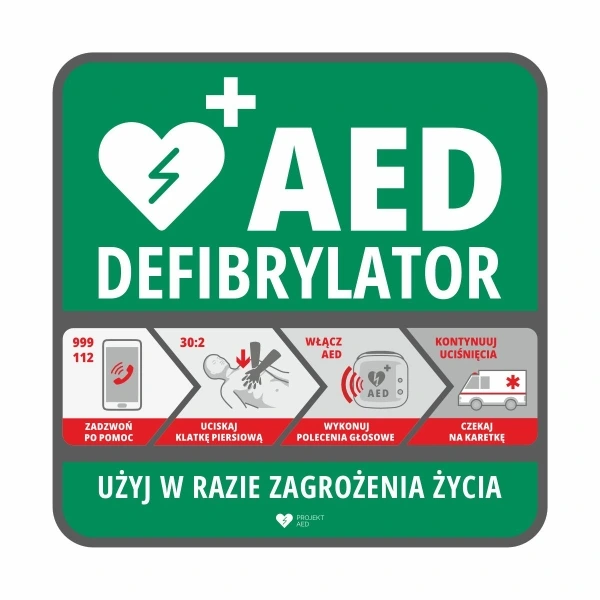 Algorytm postępowania AED 33x33cm